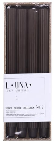 DONAU HOME Juego de velas largas acanaladas/marrón/4 unidades/30 x 2,25 cm de diámetro, sin perfumar/acanaladas/velas de mesa para decoración en el salón, cuarto de baño, 10 horas de combustión/velas