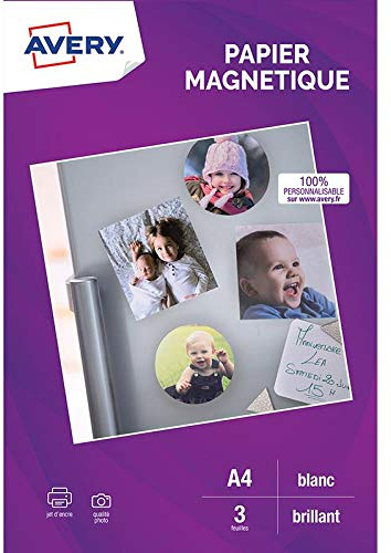 Avery C9420s 3 Blatt magnetisches Fotopapier, glänzend, A4, weiß Tintenstrahldrucker