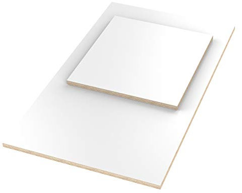 AUPROTEC 18mm Plateau de Table blanc 500 mm x 200 mm Contreplaqué revêtu en mélamine 40cm-200cm au choix Panneau de Contreplaqué en Bouleau : rectangulaire 50x20 cm