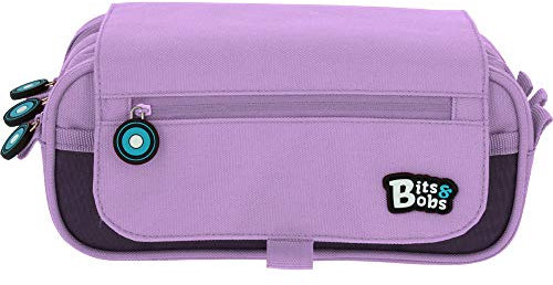 Grafoplás | Estuche Escolar Tres Compartimentos con Solapa | Lavanda | Bits&Bobs| Colores Pastel | 23x10x10cm | Incluye Horario y Zona Identificación | Perfecto para Organizar tu Material Escolar
