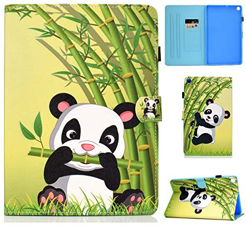 Succtop Etui Galaxy Tab A 2019 10.1 Case Housse en Cuir PU Flip Stand Portefeuille Tablet Coque de Protection avec Porte-Stylet pour Samsung Galaxy Tab A 2019 10.1 Pouce SM-T510/SM-T515 Bambou Panda