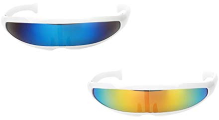 Milageto 2pcs Futuristic yellow and blue Mirror Sonnenbrille Party Shades