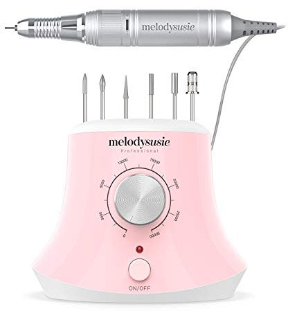 MelodySusie Ponceuse à Ongles Professionnelle 30000 RPM Pour Manucure Pédicure, Puissante, Silencieuse et Sans Vibration. Avec 6 Embouts Ponçage pour Salon,Festival,Cadeaux Rose