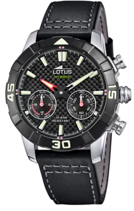 LOTUS Reloj Hombre 18811/2 Connected Caja de Acero Inoxidable 316l Plateado Correa de Cuero Negro