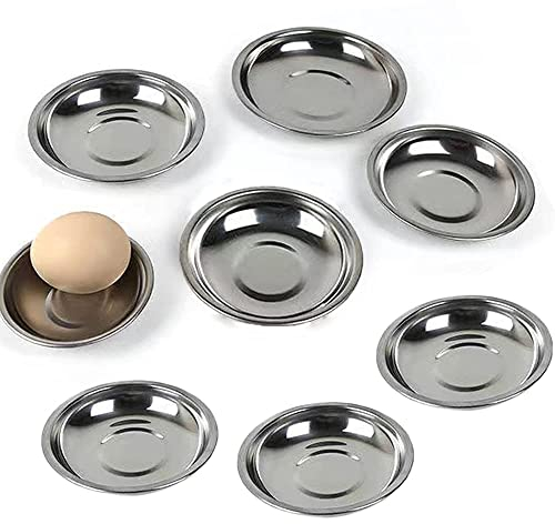 8 piattini per salse, in acciaio inox, per condimenti, sushi, ciotole, mini aperitivi, piccole tazze, ciotole multiuso per barbecue e altre cene