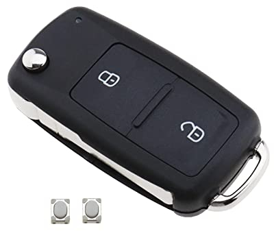 ECSiNG 2 Tasten Auto Klappschlüssel Gehäuse Ersatz Gehäuse Shell Smart Remote Fob Case Shell Kompatibel mit VW Amarok 2012-2020 Transporter 2011-2019 mit 2 Mikroschalter SWC5