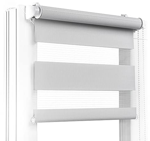 Fenster DEKOR - Rollos für Fenster Hellgrau - Klemmfix Rollo ohne Bohren B85 x H120 cm - Doppelrollo mit Einer Breiten Auswahl an Größen und Farben - Blickdichte Rollos, einfach zu montieren