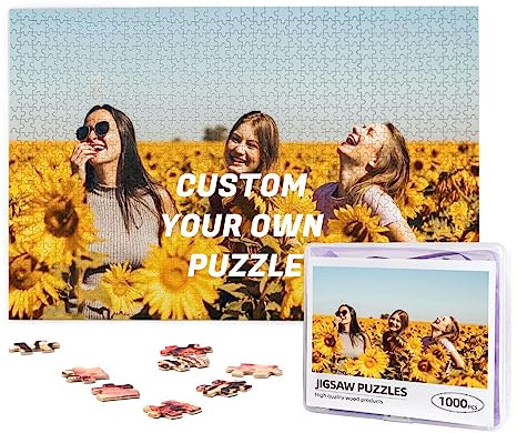 Personalised Photo Jigsaw 300, 500, 1000 Pieces, Personalised Jigsaw Puzzle with Your Own Picture, Custom Photo Puzzle for Adult Kids Teens with Plastic Storage Box (Horizontal 1000PCS)