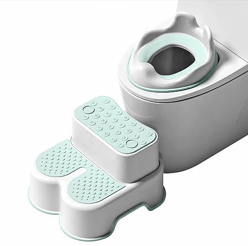roynoy | Toilettensitz Kinder mit Treppe | Sitzverkleinerer mit Tritthocker | Kloaufsatz | WC Sitz mit Tritthocker (weiß/mint)