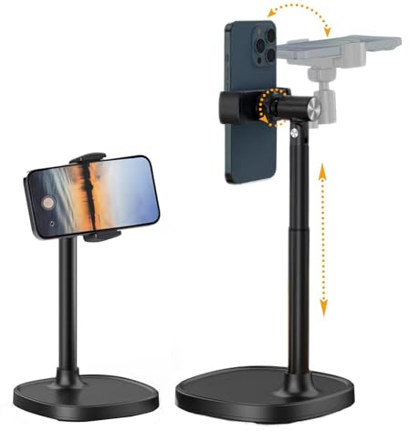 Kaishuai Soporte para movil,Soporte movil Mesa,Teléfono,360°Multiángulo Ajustable de Escritorio,para de fotografía Plana transmisión en Vivo o Vivo Grabar vídeos de Video (Negro)