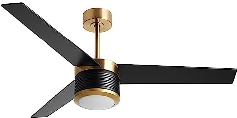 reiga 132cm Black Ceiling Fan with Lights and Remote Control, Dimmable 3 Color Temperatures LED Light, Quiet Reversible Motor, 3 Blades Modern Indoor Outdoor Fans
