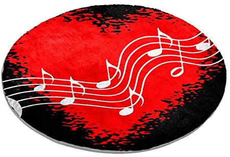 Musiknoten-Teppich mit Notenschlüssel, rund, für Schlafzimmer, Teppich, Shaggy, weich, waschbar, Fußmatte