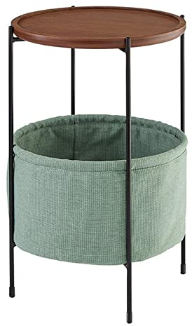 Nordic Simple Beistelltisch Sofa Ecktisch In Schwarz Nussbaum Metall Runde Stoff Aufbewahrungstasche Kleiner Couchtisch (D Light Grey)