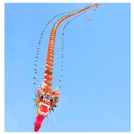 ELJHY Cerf-Volant de Danse du Dragon Volant Cerfs-Volants Chinois Nouvel an Chinois cerf-Volant Traditionnel Danse du Dragon Gonflable pour Les Sports de Plein air