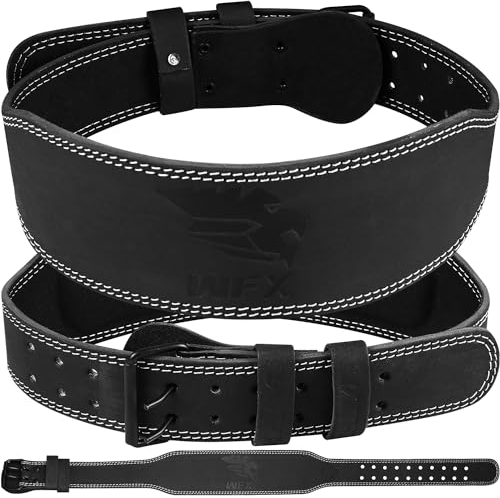 Westwood Fox Cintura per Sollevamento Pesi Palestra Fitness Supporto Lombare Imbottito per la Schiena Fori Regolabili Cintura in Pelle 4 per Bodybuilding Powerlifting Sollevamento Pesi Stacco