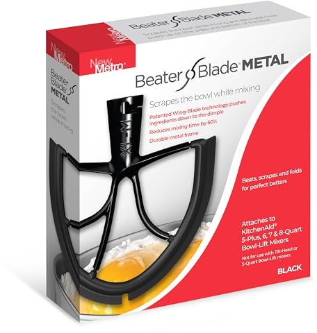 New Metro Design XL-MAX Metal Beater Blade, works with KitchenAid 5+, 6, 7, 8-Quart Stand Mixers, Black