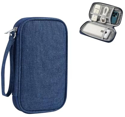 ChAusa Tasca Organizer Cavi Porta,Cavo da Viaggio Borsa Organizer,Borsa Portatile per Riporre i Cavi,Piccola Borsa Organizer Digitale Organizer Cavi Gadget Elettronici,Viaggio Accessori Utili (Blu)