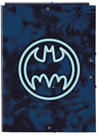 Safta -M068 Batman Legendary Dokumentenmappe mit 3 Klappen, ideal für Kinder verschiedener Altersgruppen, bequem und vielseitig, Qualität und Widerstandsfähigkeit, 26 x 36,5 cm, Marineblau, Standard