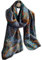 Silk Scarf Women Blue-orange Shawl Stain Neckerchief Head Wraps Thin Scarf Ladies Beach Shawl Vintage Painting Bridal Belt Chiffon Muslin cashew Cloth Birthday gifts