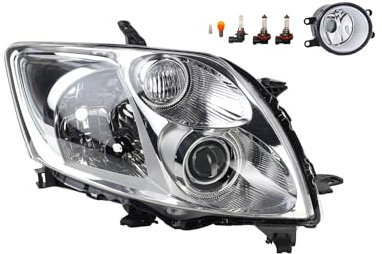Johns, Scheinwerfer Halogen Front passend für Toyota Auris 03/2007-02/10 H11 HB3 Rechts + Nebelscheinwerfer + Leuchtmittel