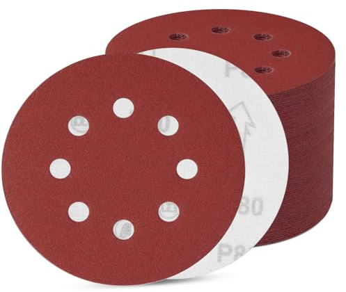 80 Stück Schleifpapier 125mm Klett, Schleifscheiben 8 Loch, Exzenter Runde Schleifpapier (80 Stück 80 Körnung)