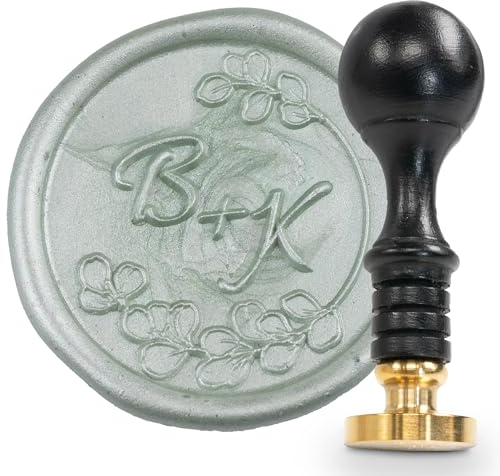 gravurART Siegelstempel personalisiert mit Initialen - Save the Date zur Hochzeit mit Wachsstempel personalisieren Design Leni