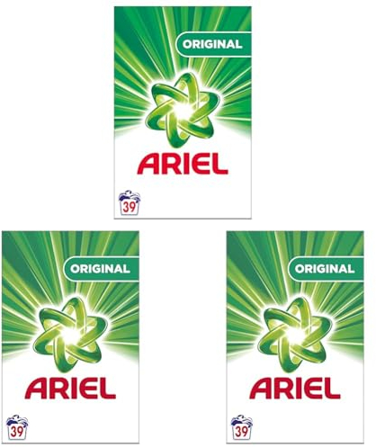 Ariel Lessive Poudre, 39 Lavages, Original, Élimine Les Taches Incrustées, Même Après 7 Jours, Impeccable Même En Cycle Court Et À Froid, Fabriqué En France (Lot de 3)