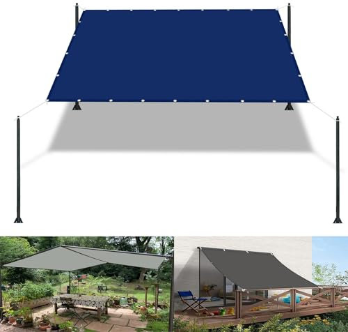 Toile D'ombrage Pergola Filet 2.3 x 2.4 m UV Protection avec Oeillets Tissu Polyester Multi Couleur et Taille Bâche dombrages pour Terrasses Balcons et Jardins, Bleu Foncé