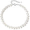 Candyfancy Perlenarmband Damen Weiße Runde Simulierte Perlen 16+3cm Verstellbare Lange Perlen Armband für Damen Frauen Geschenke, Perlen 5mm