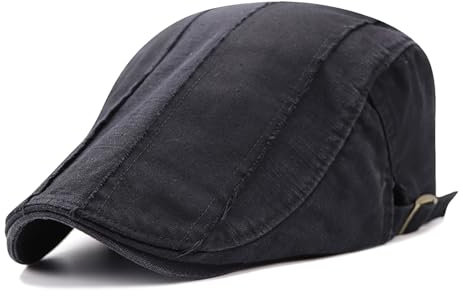 JFAN Schirmmützen Für Herren Einstellbar Newsboy Flat Cap Barrett MüTze Herren Schiebermütze Peaky Blinders(Schwarz,Einheitsgröße)