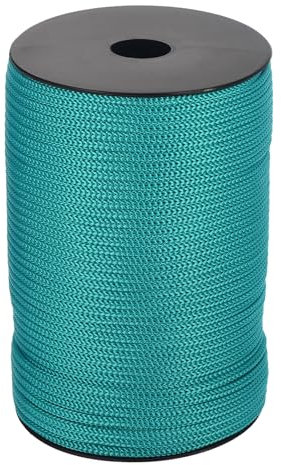 Sourcing Map Corda intrecciata in polipropilene da 4 mm, 100 m, verde pavone, filo stendibiancheria, campeggio, escursionismo, attività all'aperto, artigianato