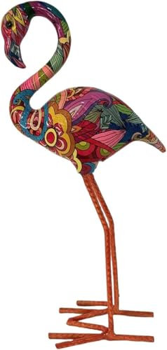 Statue de jardin flamant rose colorée | Figurine d'oiseau en résine peinte à la main pour décoration intérieure et extérieure | Parfaite pour les mariages, les étangs et les jardins d'intérieur (Style
