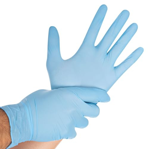 FRANZ MENSCH 1000 Stück Hygostar Untersuchungshandschuhe Safe Virus | Nitril, blau, 7/S, L: 24cm, Karton, Untersuchungshandschuhe, Einweghandschuhe, Nitrilhandschuhe