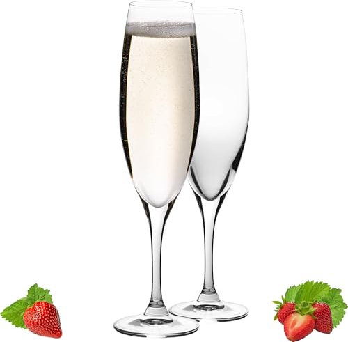 PLATINUX Champagnergläser 180ml (max. 215ml) Sektgläser aus Crystalline Glas Sektkelche Set 2-Teilig Spülmaschinenfest
