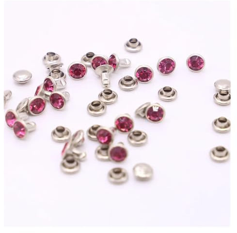 WENH 30-100 Set 6mm Colore Cristallo Trim Strass Rivetti for indumenti Diamante Borchie Artigianato FAI DA TE Borsa in pelle Decor Spikes Vetro Trapano Chiodo(Rose red,100Pcs)