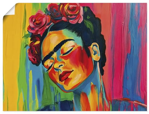ARTLAND Wanddeko Poster & Kunstdrucke Wandposter 120x90 cm Feminismus Porträt Frau abstrakt bunt modern Frida Kahlo Floral U5MS