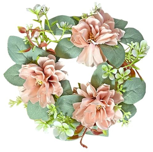 HOOTNEE Kerzenring Für Stumpenkerzen Künstlicher Blumenkranz Mit Bunten Blüten Und Kleinen Blättern Kerzenkranz Für Hochzeit Familienfeiern Valentinstag Tischdeko 23.00 X 23.00 X 6.00 cm