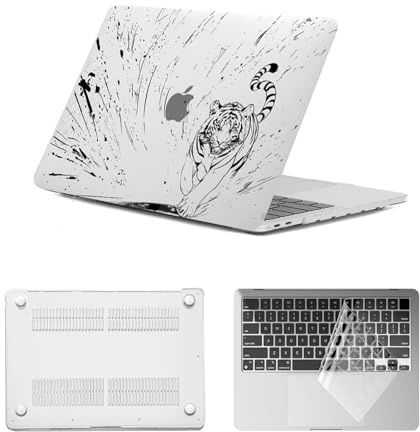 HLAAJJX Funda para Nuevo Macbook Air M4 M3 M2 13 Pulgadas 2025 2024 2023 2022 A2681 A3113 A3240,Case Carcasa Rígida de Plástico & Cubierta de Teclado para Macbook Air 13,Tigre