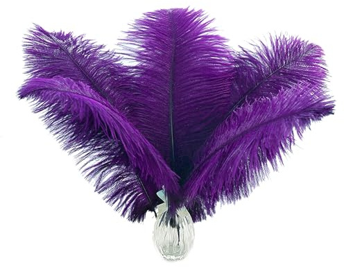 Ballinger Purple Large Ostrich Feathers Bulk Centerpieces,12Pcs,10-12inch | Dark Purpler Ostrich Feathers for Vase Crafting Table Decor,Wedding Party Centerpieces,Mardi Gras and Masquerade Home Decor