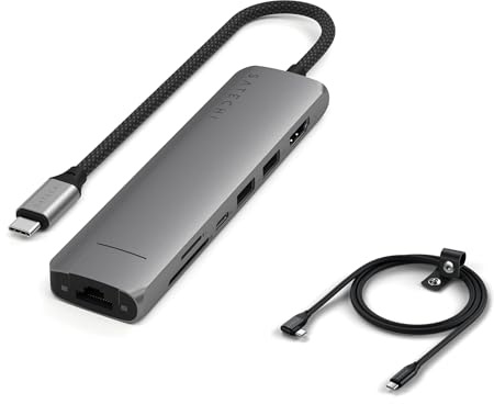 Satechi 7 in 1 USB C Hub und USB C Kabel mit rechtem Winkel Bundle