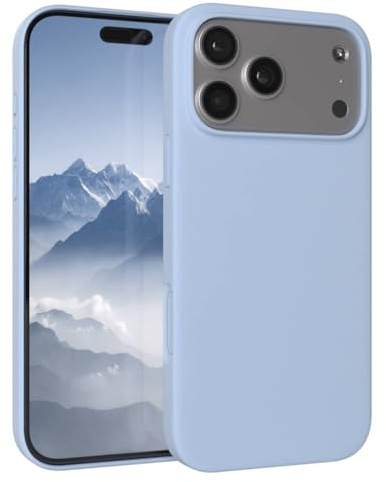 EAZY CASE Premium Silikon Hülle für iPhone 17 Pro Max - Handyhülle, Stoßfest, Schutzhülle mit Kameraschutz, Kratzfester weicher Mikrofaser-Innenfutter, Slim Silikon Cover Case Bumper - Hellblau Blau