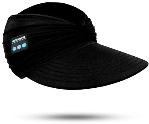 fesoklaf Bluetooth Sun Visor Hat Headphones for Women Men Summer UV Protection Wide Brim Beach Hat Ponytail Sport Cap for Outdoor Golf