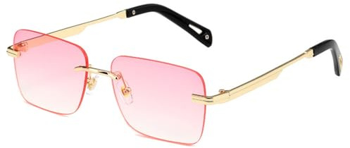 WDZAYXC Randlose Sonnenbrille Damen Herren | Oblong, Rechteckig, Sechseckig, Quadratisch