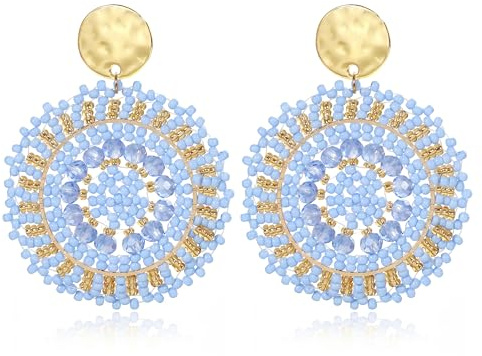 Farbenfrohe Perlenreifenohrringe für Damen, Boho Statement-Hänge Ohrringe, Trendiger Sommer-Modeschmuck-Geschenk