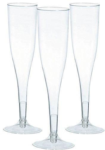 Clear Plastic Dispoable Champagne Flutes 162ml - 20 Pack