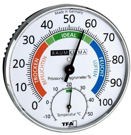 TFA Dostmann Klimatest - Higrómetro Termómetro análogo (cromo)