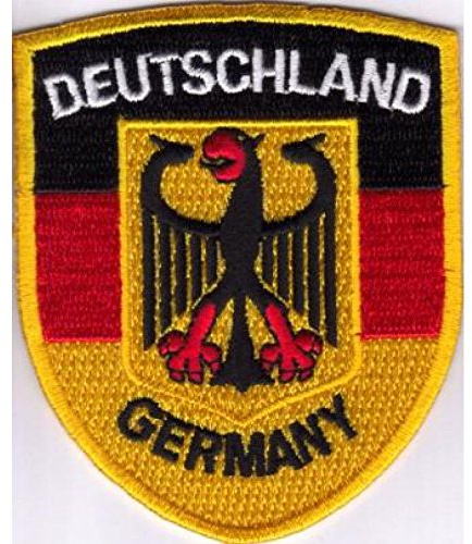 Everflag Patch zum Aufnähen : Deutschland - Germany schwarz-rot-Gold mit Adler - Wappenform-