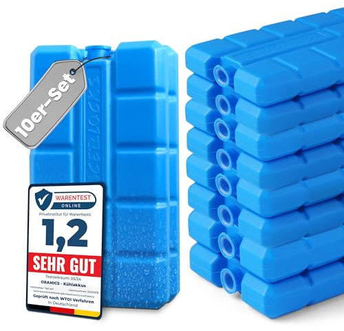 Oramics 10 Stück Kühlakkus Groß und Flach – je Kühlelement 200 ml – Kühlakku für Kühltasche und Kühlbox, Auslaufsichere Kühlpacks zum Kühlen von Essen und Getränken