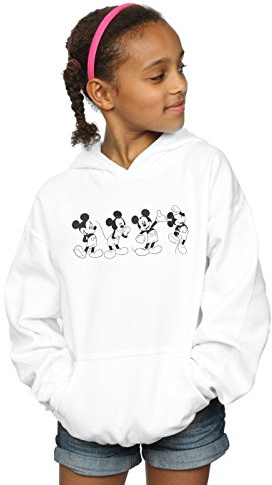 Disney Girls Mickey Mouse Four Emotions Hoodie White 12-13 years