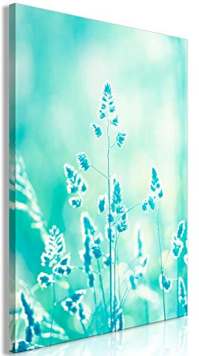 decomonkey Bilder Pflanzen 80x120 cm 1 Teilig Leinwandbilder Bild auf Leinwand Vlies Wandbild Kunstdruck Wanddeko Wand Wohnzimmer Wanddekoration Deko Natur türkis
